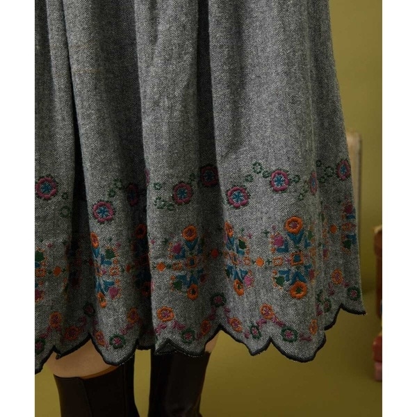 ホコモモラ（JOCOMOMOLA）/Cama de flores コットンヘリンボーンフレアスカート_10