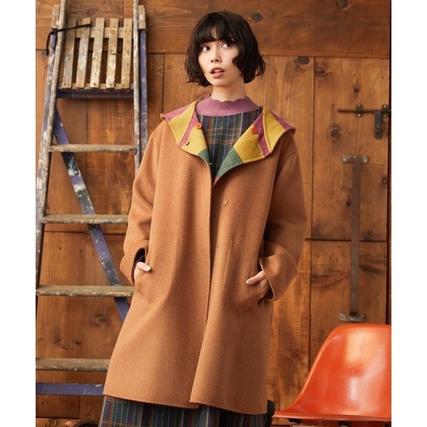 ホコモモラ（JOCOMOMOLA）/【2WAY】Wフェイスリバーフード付きロングコート