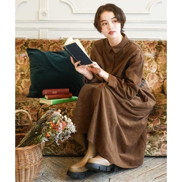 ホコモモラ（JOCOMOMOLA）/コーデュロイオパールプリントシャツワンピース