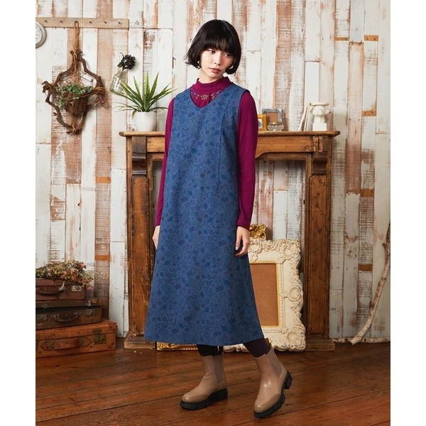 ホコモモラ（JOCOMOMOLA）/Calle de Bordadores フラワープリントジャンパースカートワンピース