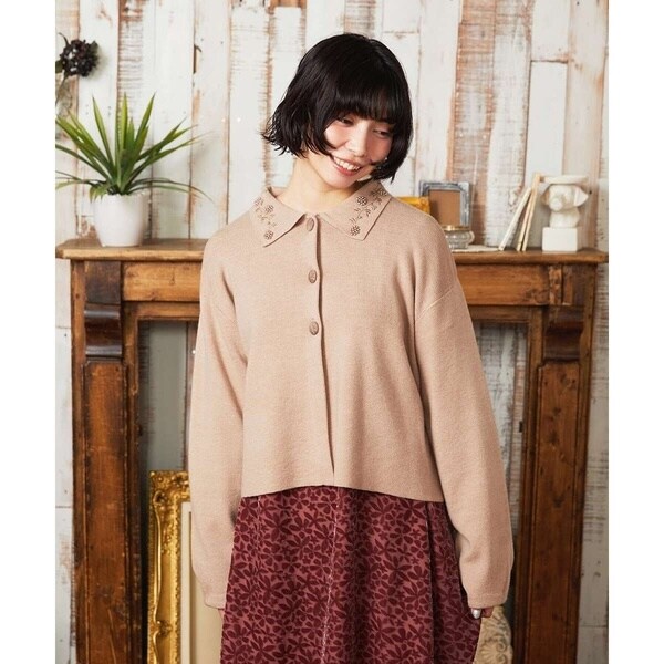 ホコモモラ（JOCOMOMOLA）/Tesoro フラワーモチーフニットカーディガン