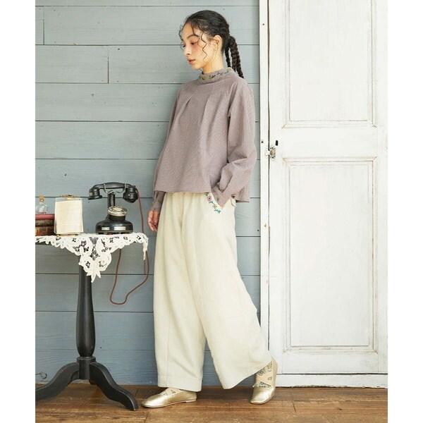 ホコモモラ（JOCOMOMOLA）/【2WAY】Flor pequena チェックフラワー刺繍ブラウス