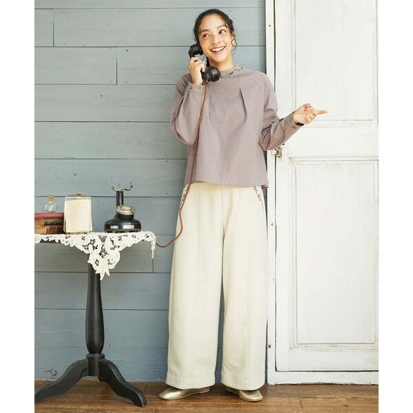 ホコモモラ（JOCOMOMOLA）/【2WAY】Flor pequena チェックフラワー刺繍ブラウス