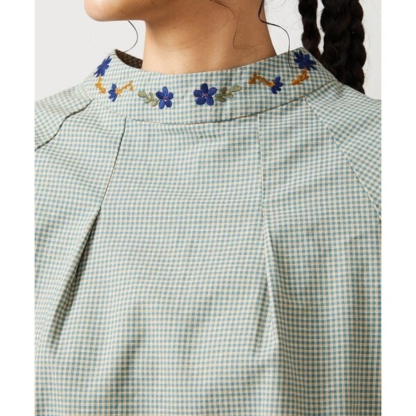 ホコモモラ（JOCOMOMOLA）/【2WAY】Flor pequena チェックフラワー刺繍ブラウス