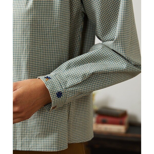 ホコモモラ（JOCOMOMOLA）/【2WAY】Flor pequena チェックフラワー刺繍ブラウス