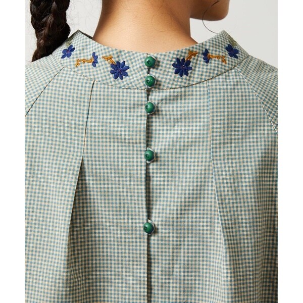 ホコモモラ（JOCOMOMOLA）/【2WAY】Flor pequena チェックフラワー刺繍ブラウス