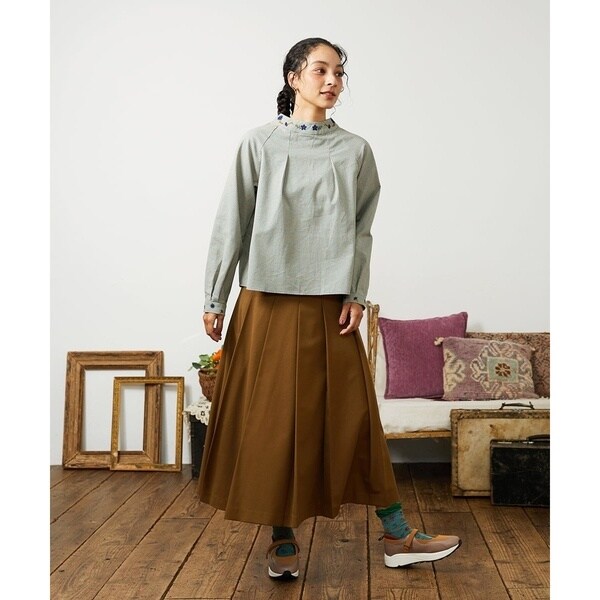 ホコモモラ（JOCOMOMOLA）/【2WAY】Flor pequena チェックフラワー刺繍ブラウス