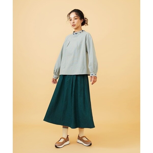 ホコモモラ（JOCOMOMOLA）/【2WAY】Flor pequena チェックフラワー刺繍ブラウス