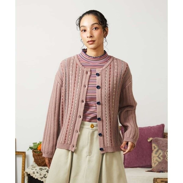 【NEW】ホコモモラ（JOCOMOMOLA）/Escalera 刺繍ニットカーディガン