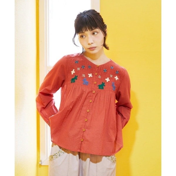 ホコモモラ（JOCOMOMOLA）/Baile animal アニマル刺繍ブラウス
