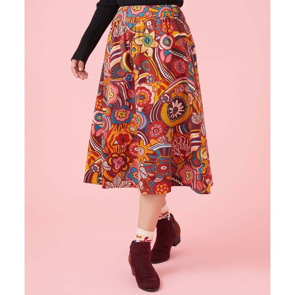 ホコモモラ（JOCOMOMOLA）/【トートバッグ付き】MODELO PSICODELIA フラワープリントフレアスカート