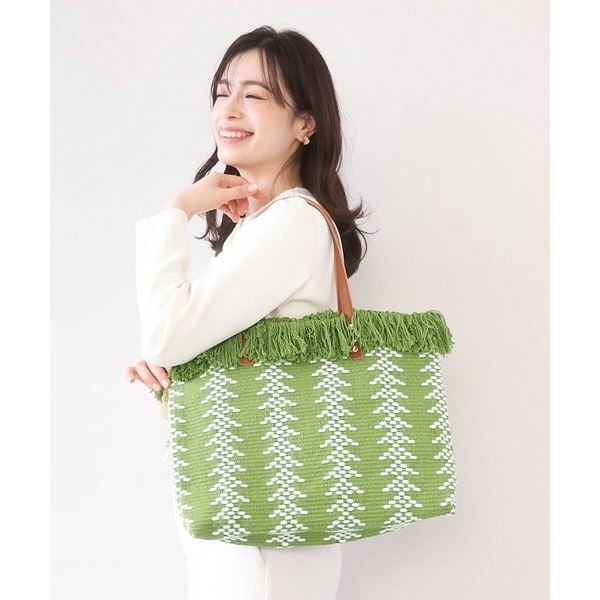 MK ミッシェルクラン バッグ（MK MICHEL  BAG）/幾何柄ジャカードフリンジトートバッグ