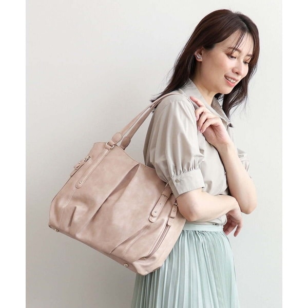 MK ミッシェルクラン バッグ（MK MICHEL KLEIN BAG）/[2WAY]合成皮革タックデザイントートバッグ