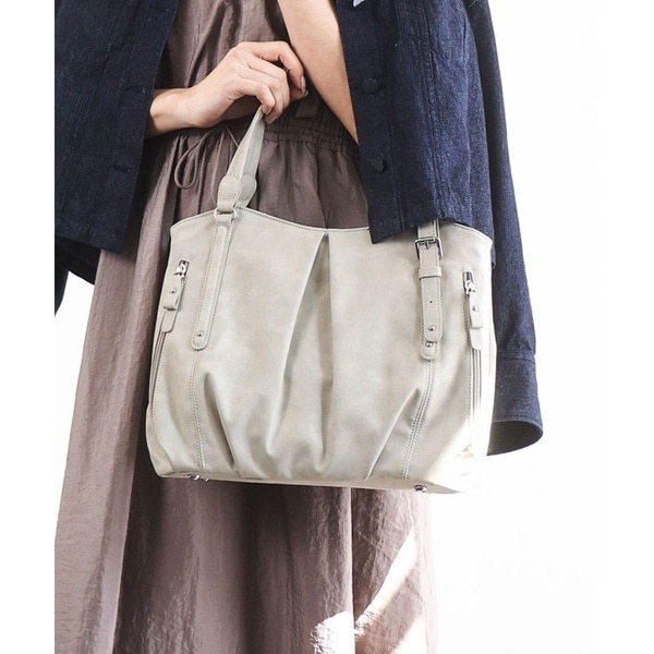 MK ミッシェルクラン バッグ（MK MICHEL KLEIN BAG）/[2WAY]合成皮革タックデザイントートバッグ