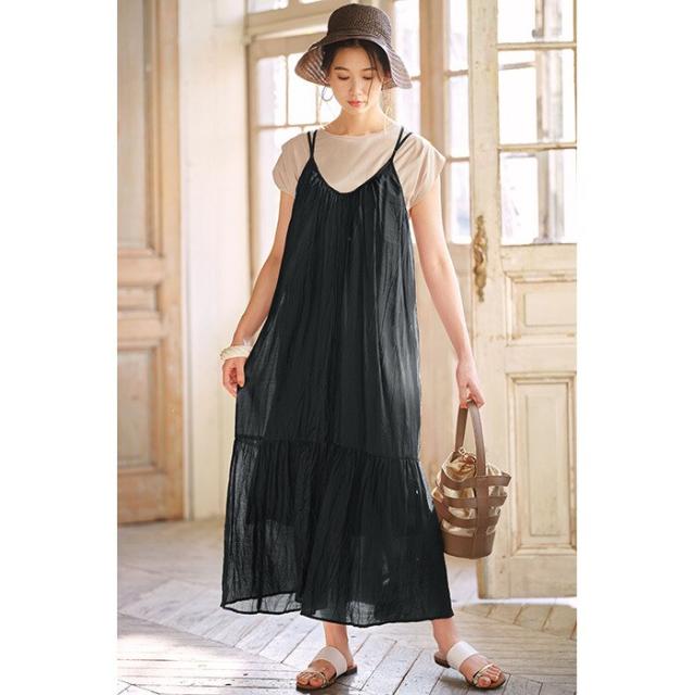 ワッシャープリーツキャミワンピース