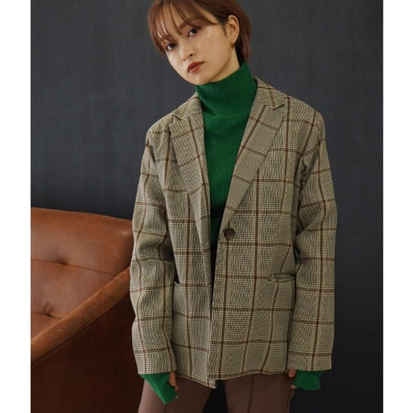 アウリィ/【低身長向けサイズ】チェック柄テーラードジャケット アウリィ/【低身長向けサイズ】チェック柄テーラードジャケット