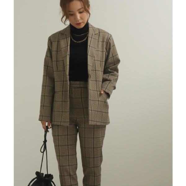 アウリィ/【低身長向けサイズ】チェック柄テーラードジャケット