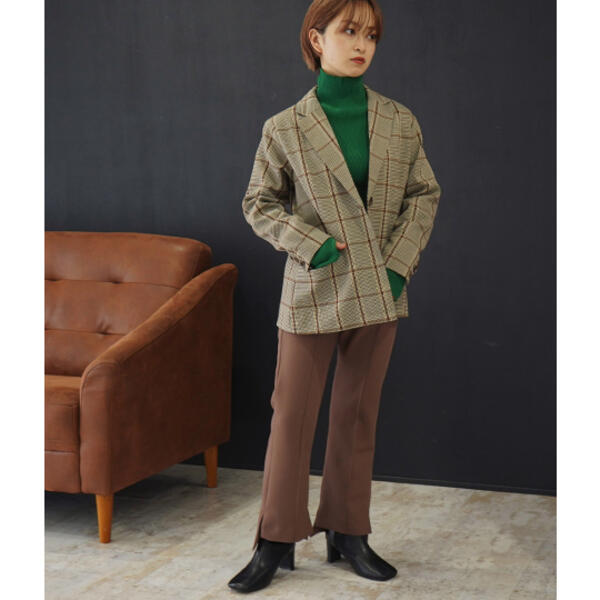 アウリィ/【低身長向けサイズ】チェック柄テーラードジャケット アウリィ/【低身長向けサイズ】チェック柄テーラードジャケット