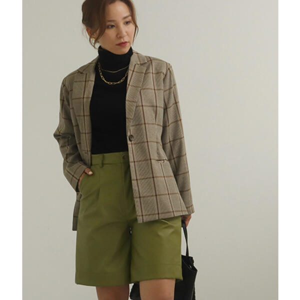 アウリィ/【低身長向けサイズ】チェック柄テーラードジャケット