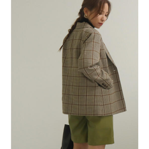 アウリィ/【低身長向けサイズ】チェック柄テーラードジャケット