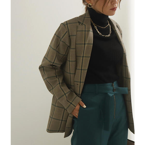 アウリィ/【低身長向けサイズ】チェック柄テーラードジャケット