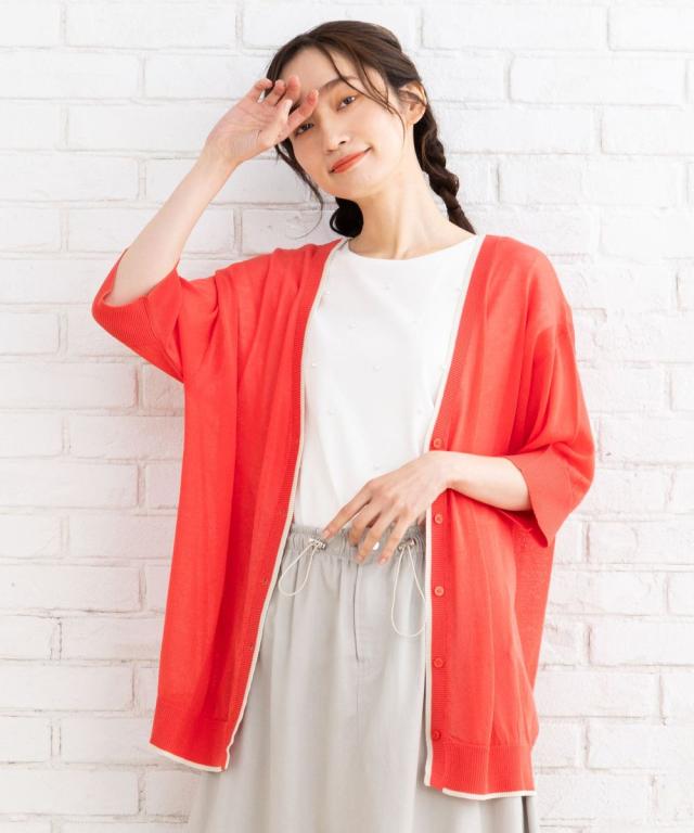 サブストリート（sab street）/【大きいサイズ】 21号(6L〜) FONTLAB シアーラインVカーディガン