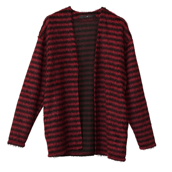 ノーアイディー（NO ID．）/シャギーパイルボタンレスカーディガン