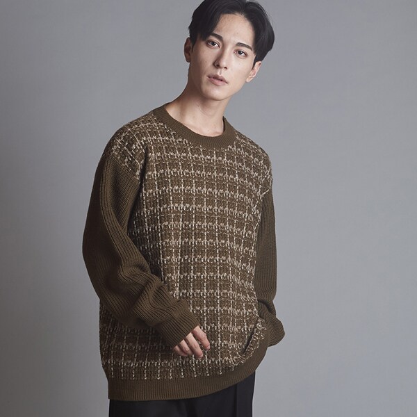 ノーアイディー（NO ID．）/ツイードニットC/N−PO(プルオーバー)