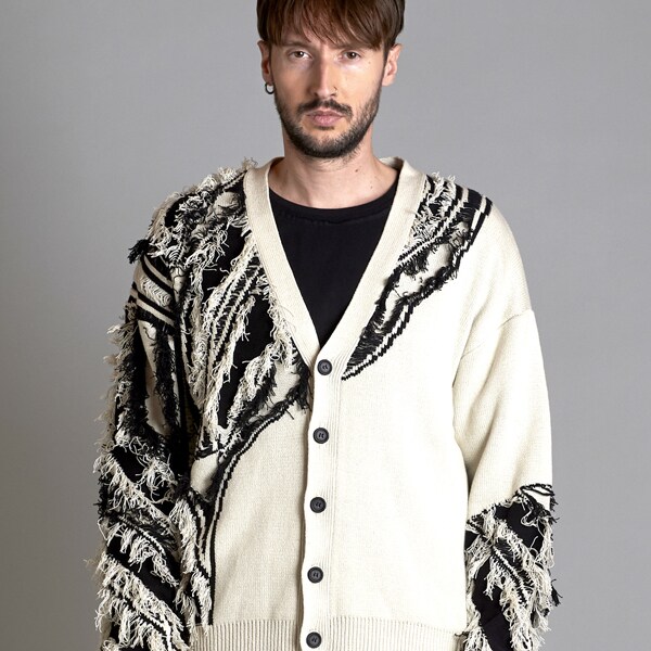 ノーアイディー（NO ID．）/フリンジJQニットCD(カーディガン)