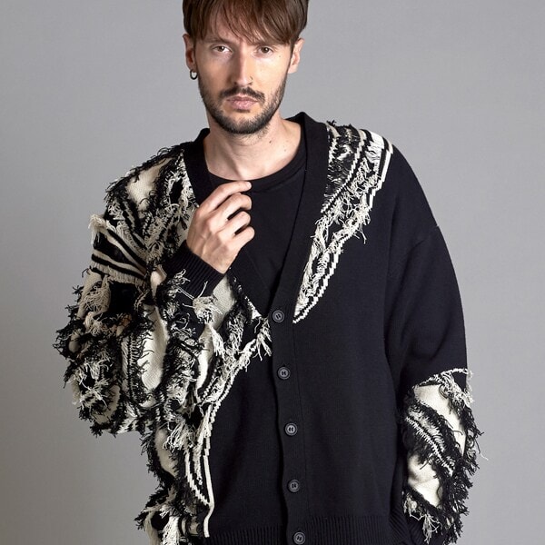 ノーアイディー（NO ID．）/フリンジJQニットCD(カーディガン)