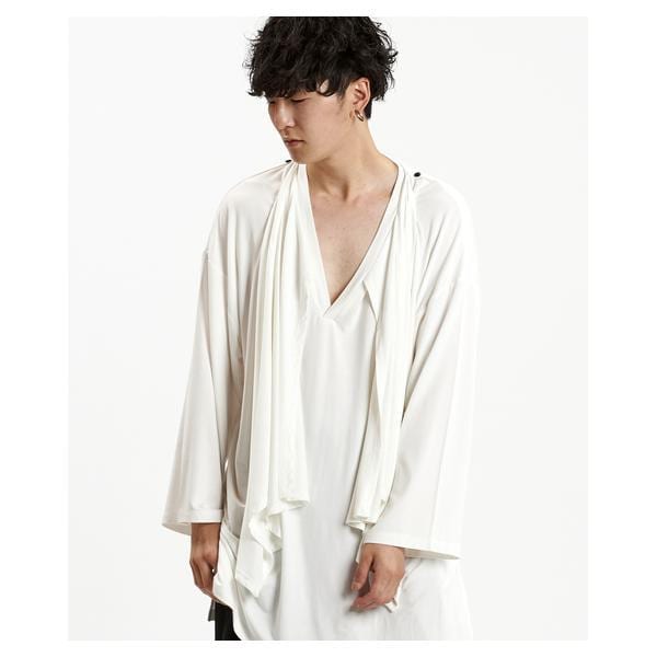 ノーアイディー（NO ID．）/フリルストールディープV/N−Tシャツ Tシャツ