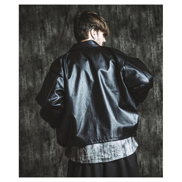 ノーアイディー（NO ID．）/シンセティックレザーZIP BIG−BLZ(ブルゾン)