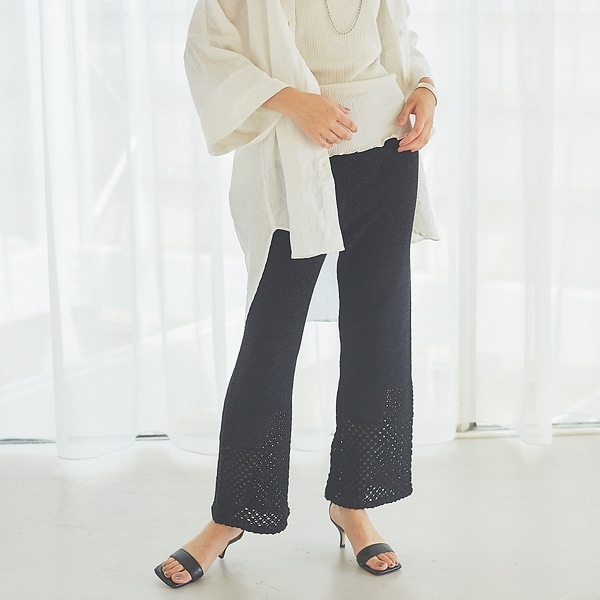 ルージュ・ヴィフ ラクレ（Rouge vif la cle）/レーシーニットパンツ