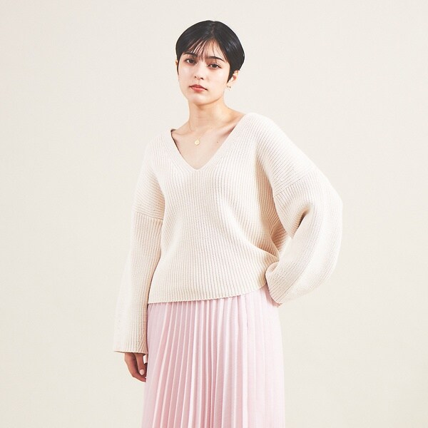 ルージュ・ヴィフ ラクレ（Rouge vif la cle）/片畦2WAYローゲージニット