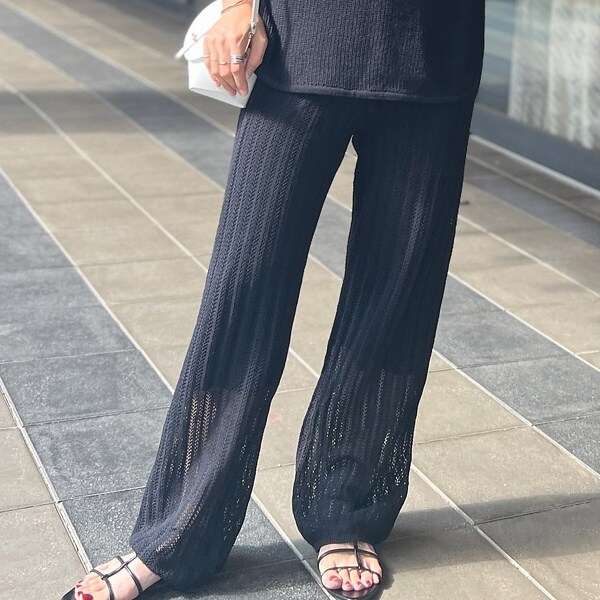 ルージュ・ヴィフ ラクレ（Rouge vif la cle）/【セットアップ対応】麻混レーシーニットパンツ