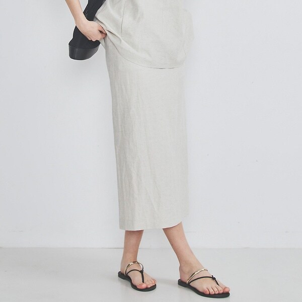 ルージュ・ヴィフ ラクレ（Rouge vif la cle）/【セットアップ対応】ヘリンボーンリネンスカート