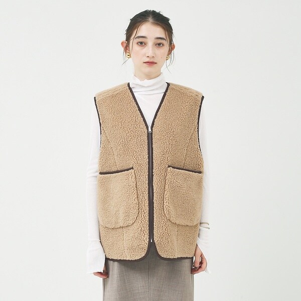 ルージュ・ヴィフ ラクレ（Rouge vif la cle）/ボアリバーシブルジレの