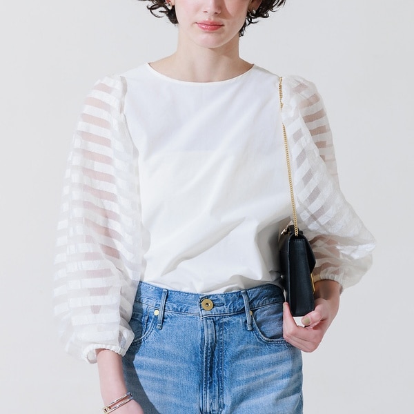 ルージュ・ヴィフ ラクレ（Rouge vif la cle）/シアーボーダースリーブブラウス