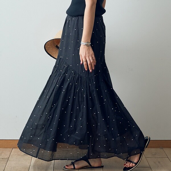 ルージュ・ヴィフ ラクレ（Rouge vif la cle）/【セットアップ対応】ドット刺繍マキシスカートの通販は 15,840円