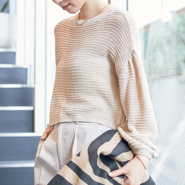 ルージュ・ヴィフ ラクレ（Rouge vif la cle）/麻混 変形天竺ニットプルオーバー