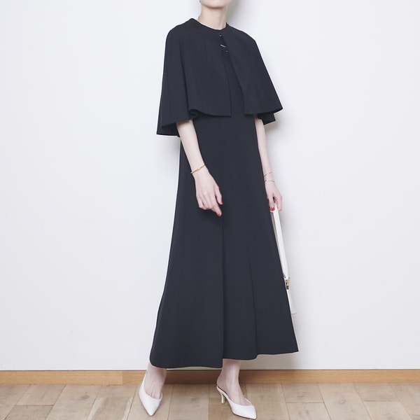 ルージュ・ヴィフ ラクレ（Rouge vif la cle）/ライトポンチケープ付き２WAYワンピース