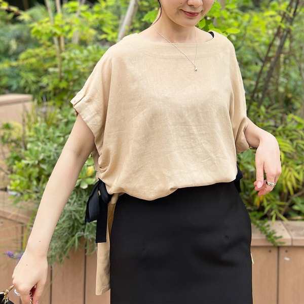 ルージュ・ヴィフ ラクレ（Rouge vif la cle）/サイドリボンリネンブラウス 8,514円