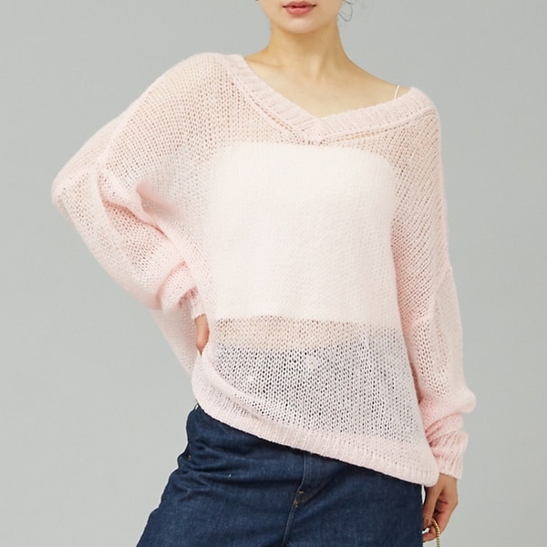 ルージュ・ヴィフ ラクレ（Rouge vif la cle）/モヘアライクシアー2WAY ニットプルオーバー