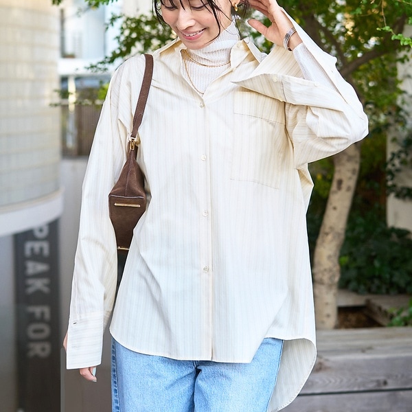 ルージュ・ヴィフ ラクレ（Rouge vif la cle）/ストライプオーバーシャツ