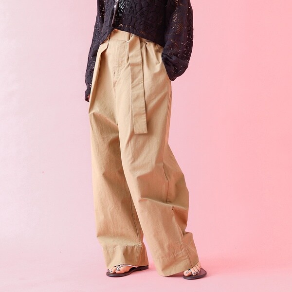 ルージュ・ヴィフ ラクレ（Rouge vif la cle）/【Le Melange/ル・メランジュ】ツイルハイウエストパンツ / ベルト付き