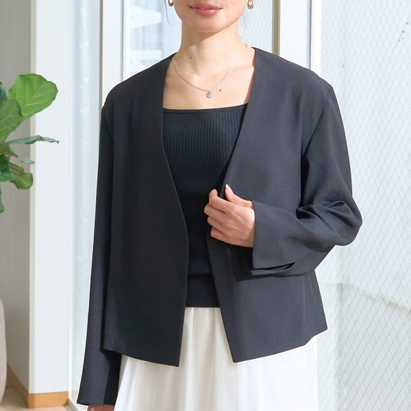 ルージュ・ヴィフ ラクレ（Rouge vif la cle）/【セットアップ対応】ベルトノーカラーライトジャケット