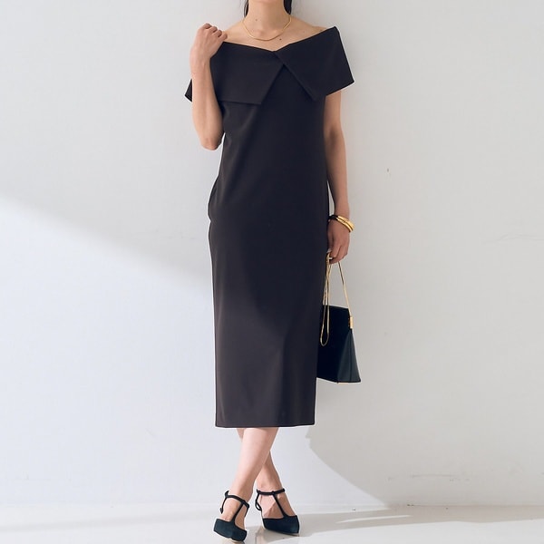 ルージュ・ヴィフ ラクレ（Rouge vif la cle）/【撥水】大衿トリコットワンピース