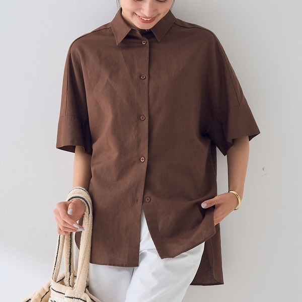 ルージュ・ヴィフ ラクレ（Rouge vif la cle）/麻混変形フォルムシャツ