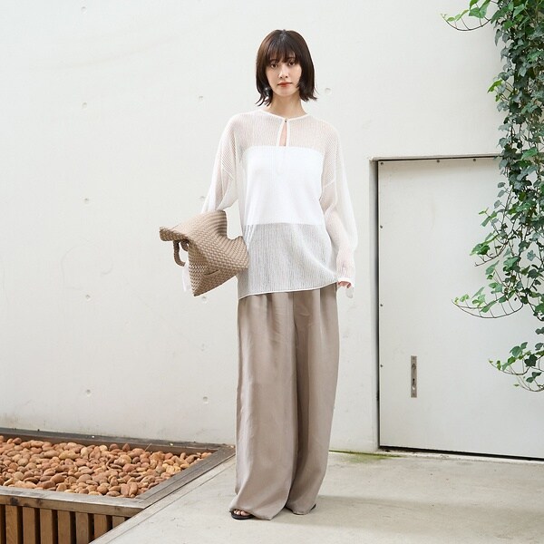 ルージュ・ヴィフ ラクレ（Rouge vif la cle）/スキッパー風透かしメッシュニット_6