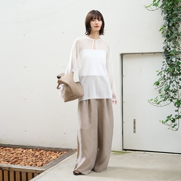 ルージュ・ヴィフ ラクレ（Rouge vif la cle）/スキッパー風透かしメッシュニット_8